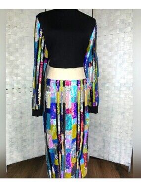 CURVAE COUTURE Sequin Skirt Set